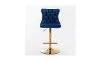 Slickblue Swivel Velvet Barstools Adjustable Seat Height 25-33 Inches, Elegant and Versatile Seating