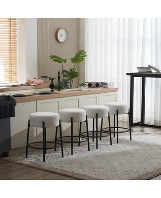 Set of 2 Round 24" Tall Bar Stools for Kitchen Counter or Home Bar