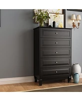 Homsee Black Wood Accent Storage Cabinets Organizer With 5 Drawers