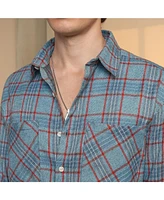 Campus Sutra Men's Cornflower Blue Tartan Plaid Shirt