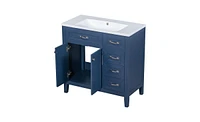 Slickblue Wall-Mounted Bathroom Vanity with White Ceramic Basin