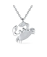 Bling Jewelry Tropical Vacation Nautical Created Opal Beach Sand Crab Dangling Pendant Necklace Sterling Silver