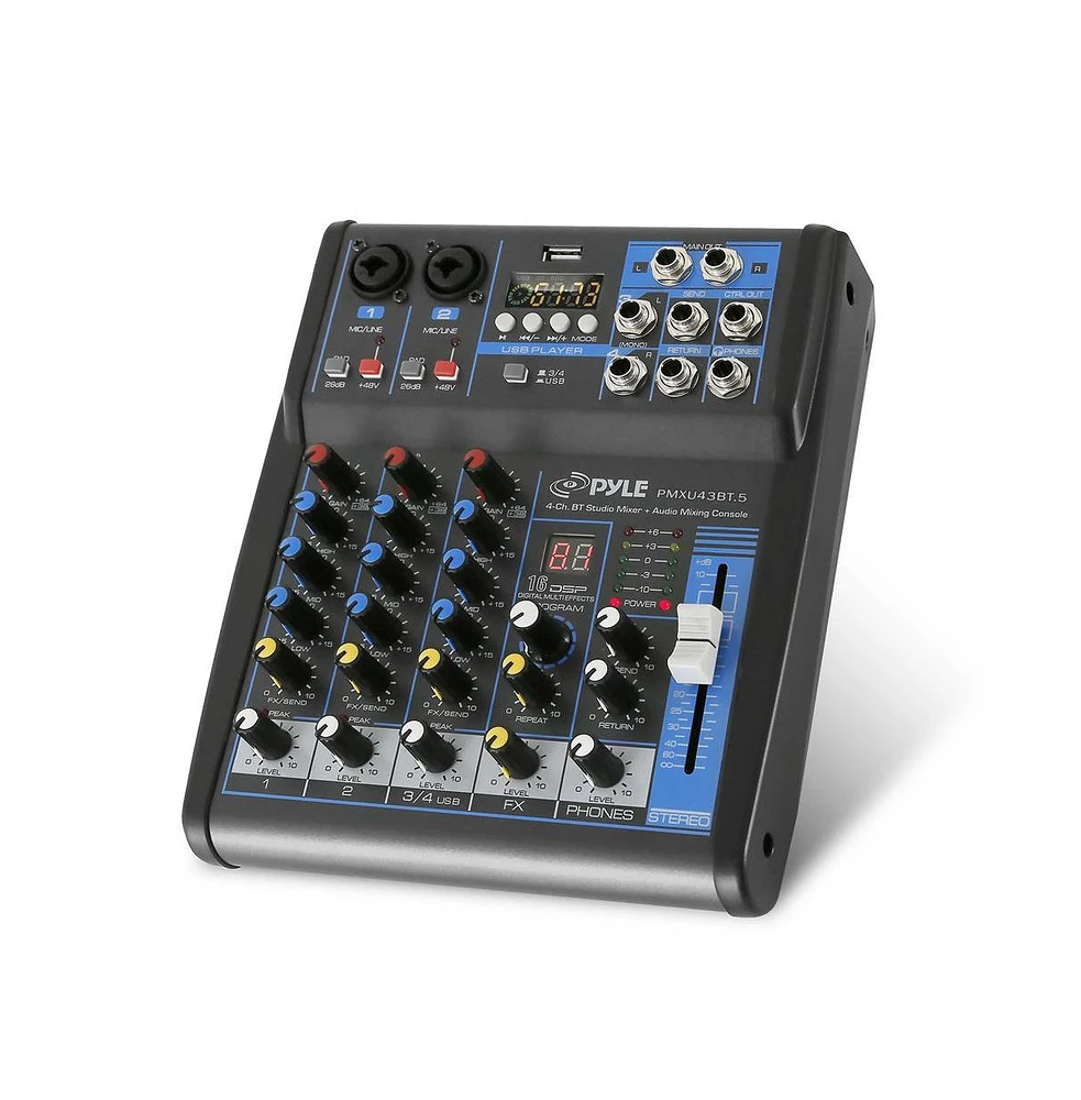 Pyle 4-Channel Bluetooth Pro Audio Dj Sound Mixer