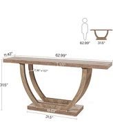 Tribesigns 63-Inch Wood Console Table with Geometric Base, 2