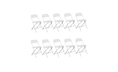 Slickblue 10pcs Injection Molding Classic Garden Plastic Folding Chair White