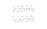 Slickblue 10pcs Injection Molding Classic Garden Plastic Folding Chair White