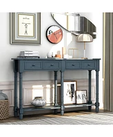 Slickblue Console Table Sofa Easy Assembly with Two Storage Drawers and Bottom Shelf for Living Room, Entryway