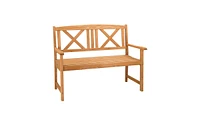 Slickblue Outdoor Fir Wood Garden Bench – X-Back Design in Burlywood Finish