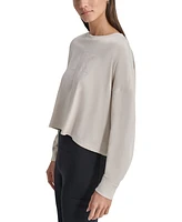 Dkny Women's Cotton Flocked-Logo Long-Sleeve Top