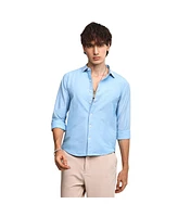 Campus Sutra Men's Sky Blue Solid Basic Shirt