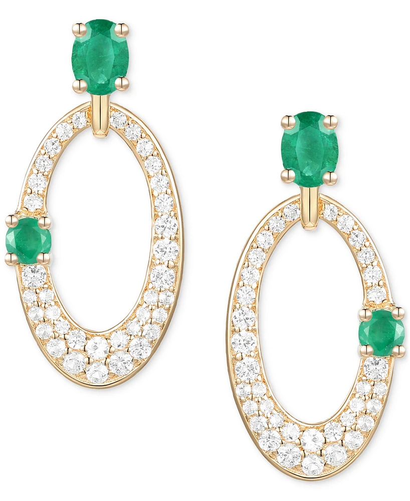 Ruby (5/8 ct. t.w.) & Diamond (1/3 Oval Doorknocker Drop Earrings 14k Gold (Also available Emerald Sapphire)