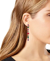 Guess Multicolor Crystal & Stone Linear Drop Earrings