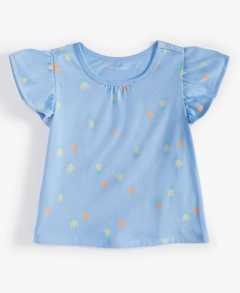 First Impressions Baby Girls Short-Sleeve Tulip Twirl Printed T-Shirt, Created for Macy's