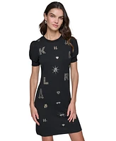 Karl Lagerfeld Paris Women's Embellished-Logo Dress