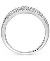 Diamond Princess & Round Multirow Statement Ring (1 ct. t.w.) in 14k White Gold