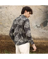 Campus Sutra Men's Charcoal Black Floral Block Shirt