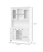 Homcom Freestanding Rustic 4 Door Buffet with Hutch Kitchen Pantry Cabinet Organizer