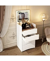 Homsee White Wood 3-Drawer Chest of Drawers with Flip-top Mirror