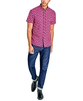 Society of Threads Men's Short Sleeve Button-Front Floral Print Performance Shirt