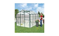 Slickblue 6' x 8' Heavy Duty Polycarbonate Greenhouse - Walk-in Outdoor Garden Greenhouse for Backyard Plants