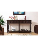 Slickblue 58'' Retro Console Table – Distressed Black Entryway Sofa Table with 2 Drawers and Bottom Shelf for Storage