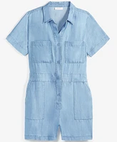 On 34th Women's Chambray Utility Romper, Created for Macy's