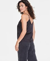 On 34th Women's Satin V-Neck Inset-Panel Tank, Created for Macy's