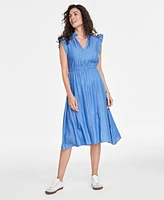 On 34th Women's Chambray Flutter-Sleeve Midi Dress, Created for Macy's