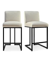 Maison Boucle Set of 2 Fabric Armless Counter Height Stools,25" stools-Maison