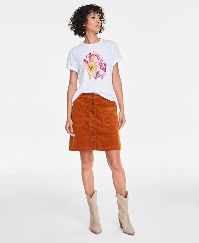 On 34th Women's Short-Sleeve Floral Graphic T-Shirt, Created for Macy's