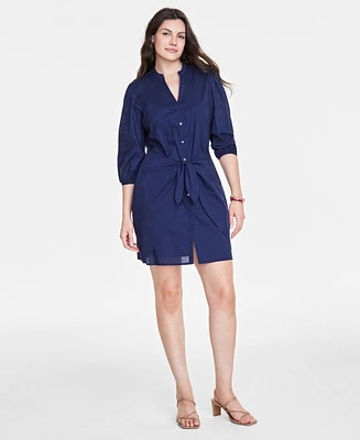 On 34th Women's Cotton Tie-Front Shirtdress, Created for Macy's