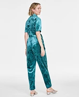 On 34th Women's Velvet Short-Sleeve Jumpsuit, Created for Macy's