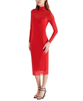 Steve Madden Women's Vivienne Mesh Long-Sleeve Midi Dress