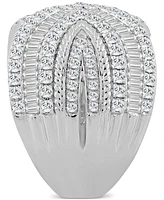 Diamond Round & Baguette Statement Ring (2 ct. t.w.) in 14k White gold