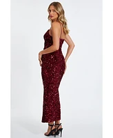 Quiz Women's One Shoulder Cut Out Sequin Maxi Dress