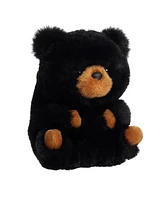 Aurora Mini Cuddles Black Bear Rolly Pet Round Plush Toy Black 5"