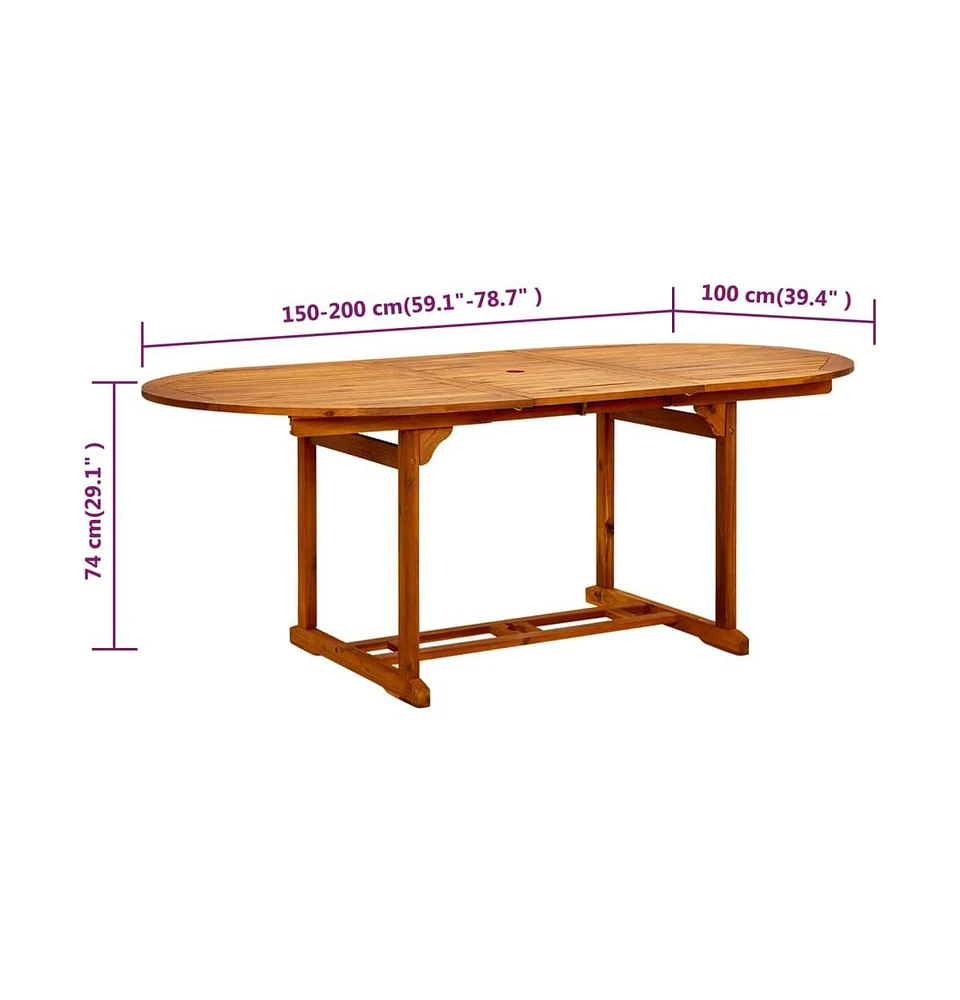 vidaXL Patio Table 78.7"x39.4"x29.5" Solid Acacia Wood
