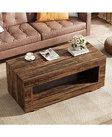 Tribesigns Coffee Table for Living Room, 43.3" Modern Farmhouse Coffee Table with Storage, 2-Tier Wood Rectangular Center Table Cocktail Living Room T