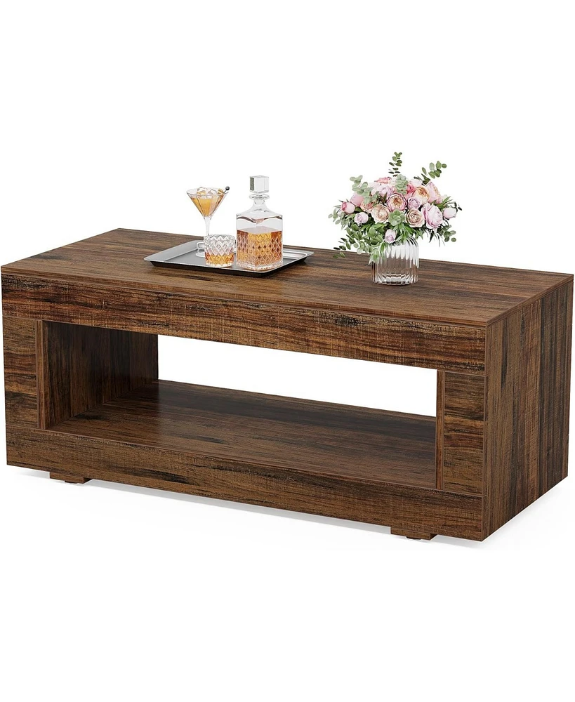 Tribesigns Coffee Table for Living Room, 43.3" Modern Farmhouse Coffee Table with Storage, 2