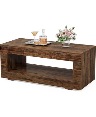 Tribesigns Coffee Table for Living Room, 43.3" Modern Farmhouse Coffee Table with Storage, 2