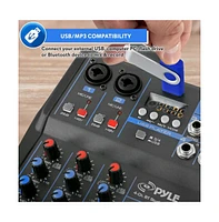 Pyle 4-Channel Bluetooth Pro Audio Dj Sound Mixer