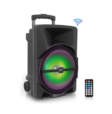 Pyle Portable Pa Speaker with Bluetooth, Led Lights, and Rechargeable Battery, 1200 Watt