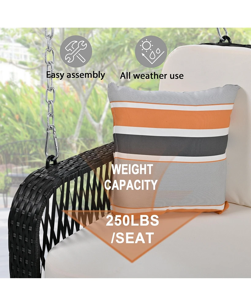 Slickblue 2-Seater Porch Swing Hanging Bench with Chains for Outdoor Relaxation