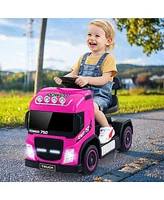 Gymax 6V Kids Electric Ride-on Truck Battery Powered Toy w/ Led Lights Rose Red