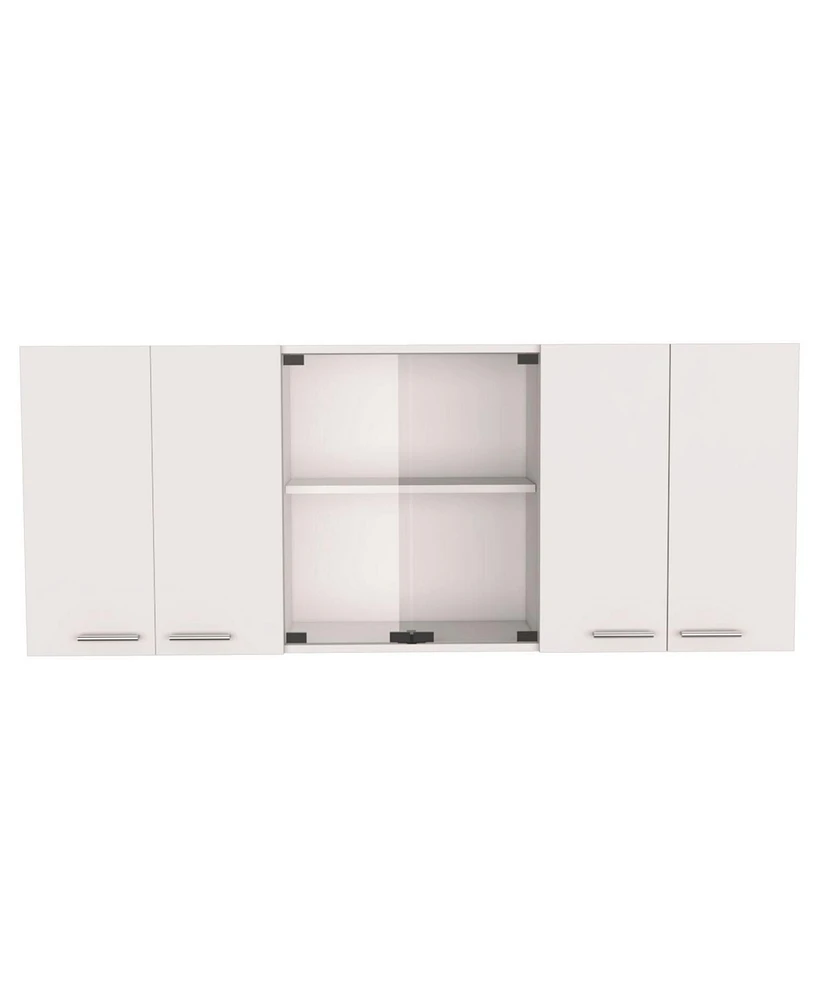 Depot E-shop Oceana 150 Wall Double Door Cabinet With Glass, Four Interior Shelves, Glass Cabinet