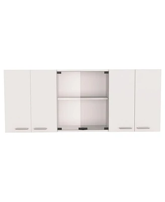 Depot E-shop Oceana 150 Wall Double Door Cabinet With Glass, Four Interior Shelves, Glass Cabinet