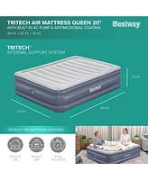 Bestway Tritech Air Mattress w/ Built-in Ac Pump & Antimicrobial Coating, Queen