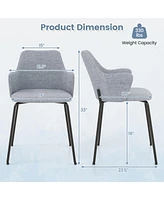 Gymax 4 Pcs Dining Chairs Set of 2 w/ Curved Backrest Wide Seat & Armrests Durable Frame Beige