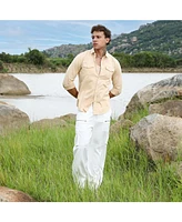 Campus Sutra Men's Pale Yellow Heathered Utility Shirt