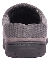 Weatherproof Men's Microsuede Clog with Corduroy Collar Fleece Plaid Liner and Indoor-Outdoor Sole Slipper